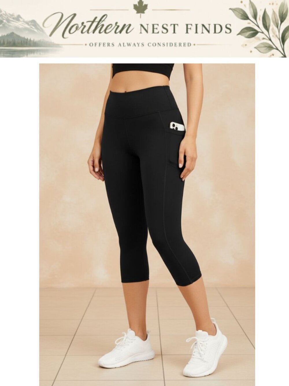 Capri Leggings High Waisted Tummy Control with Pockets Yoga Workout